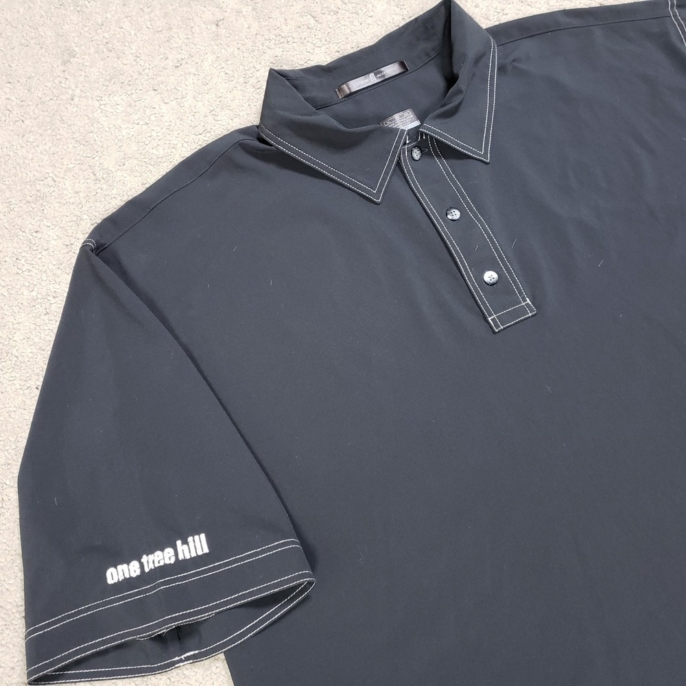 Nike Tiger Woods Polo Shirt Men XL Black One Tree Hill Show Crew VTG Golf Casual